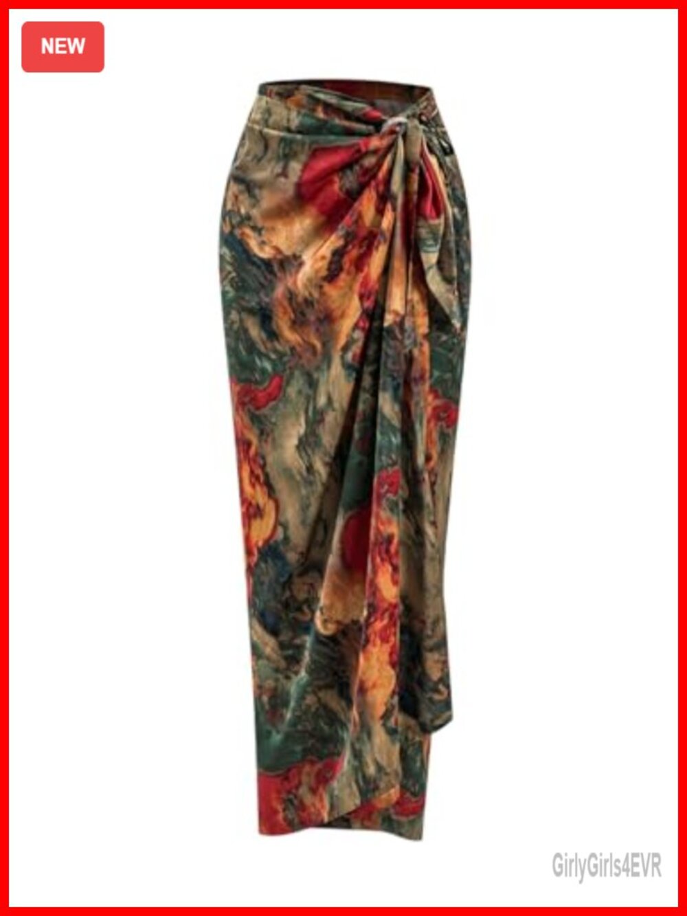 Women's Summer Wrap Maxi Skirt Twist Knot High Waisted Split Long Skirt